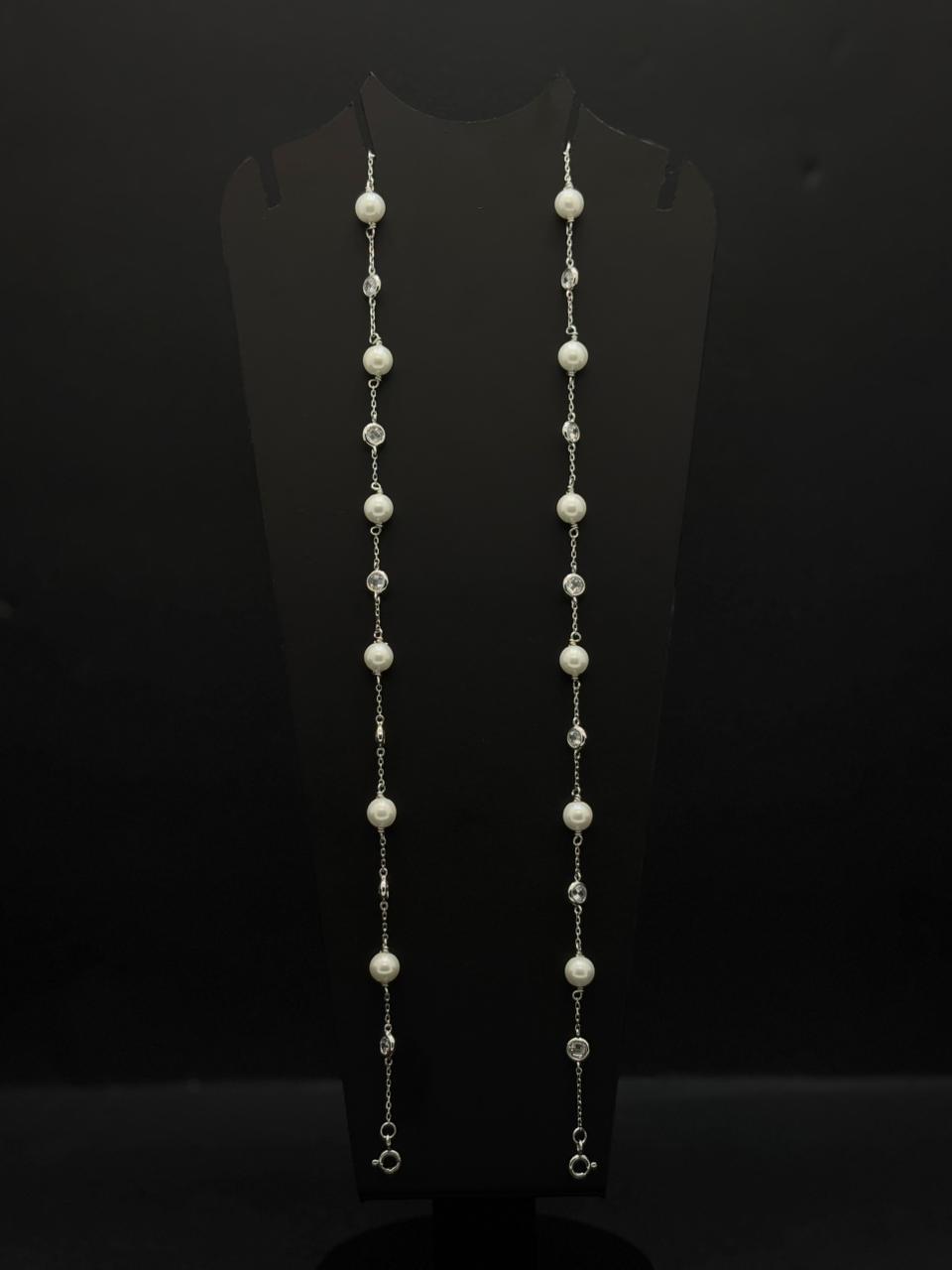 Sterling Silver Crystal Beaded Anklet #152