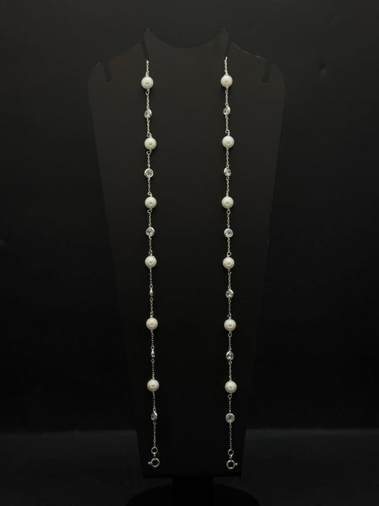 Sterling Silver Crystal Beaded Anklet #152