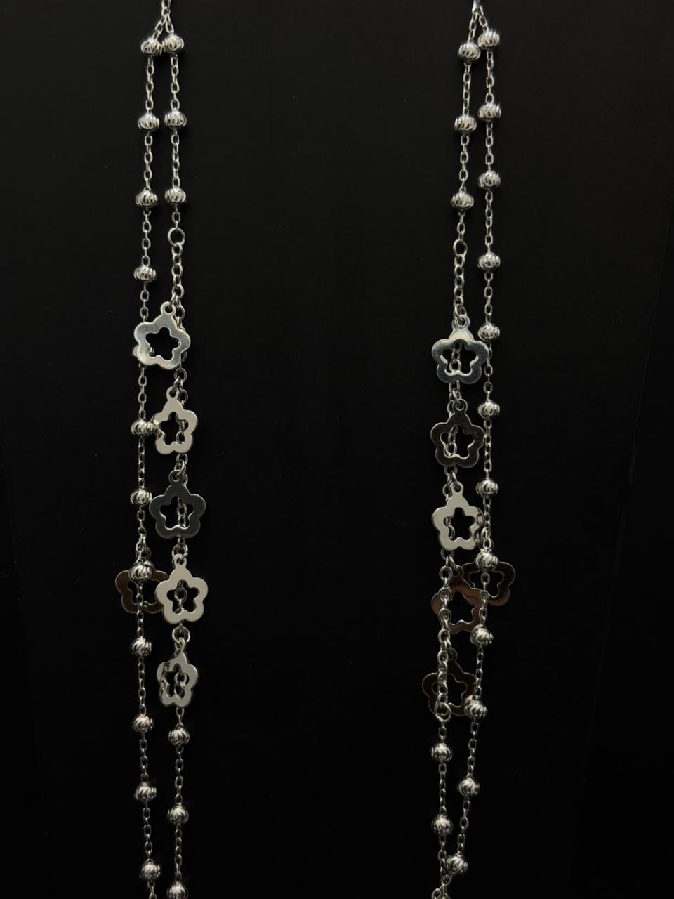 Sterling Silver Anklets with Floral Charms #323