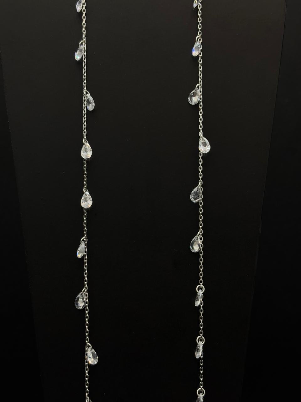 Sterling Silver Anklets with Teardrop Crystals #383