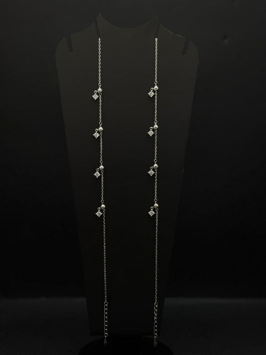 Silver-Toned Beaded Anklet #153