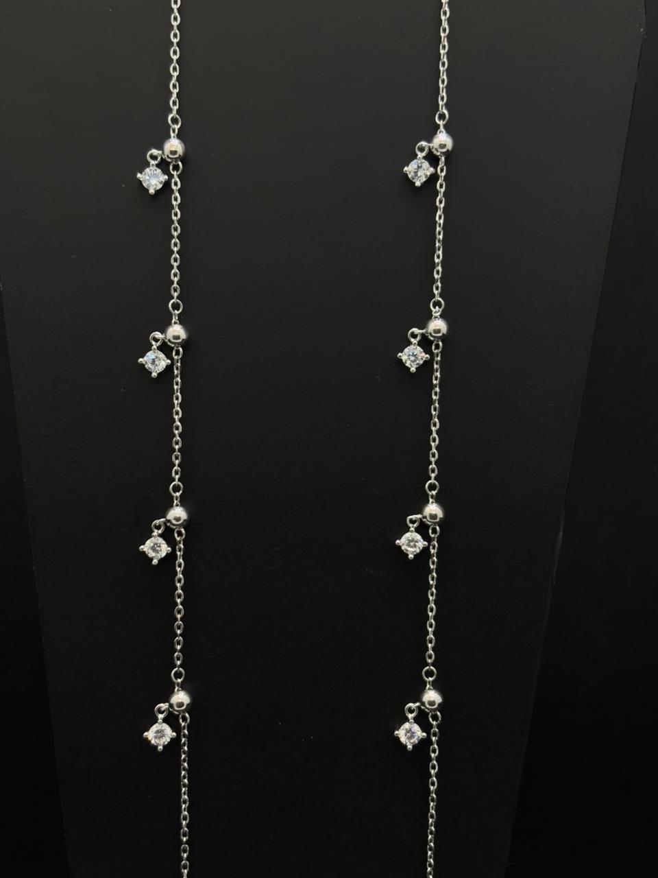 Silver-Toned Beaded Anklet #153