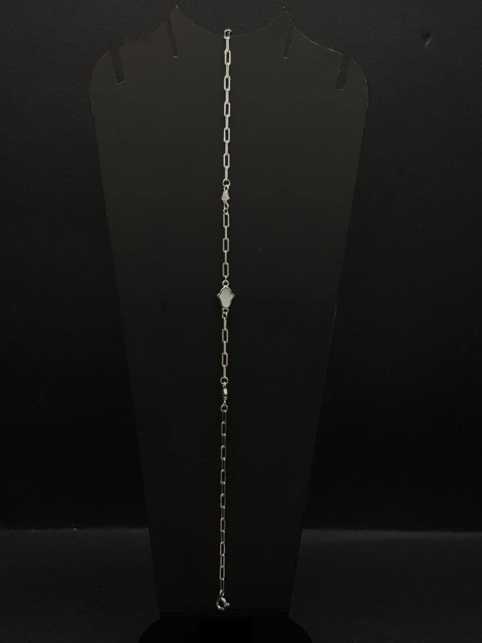 Silver-Toned Paperclip Anklet #143