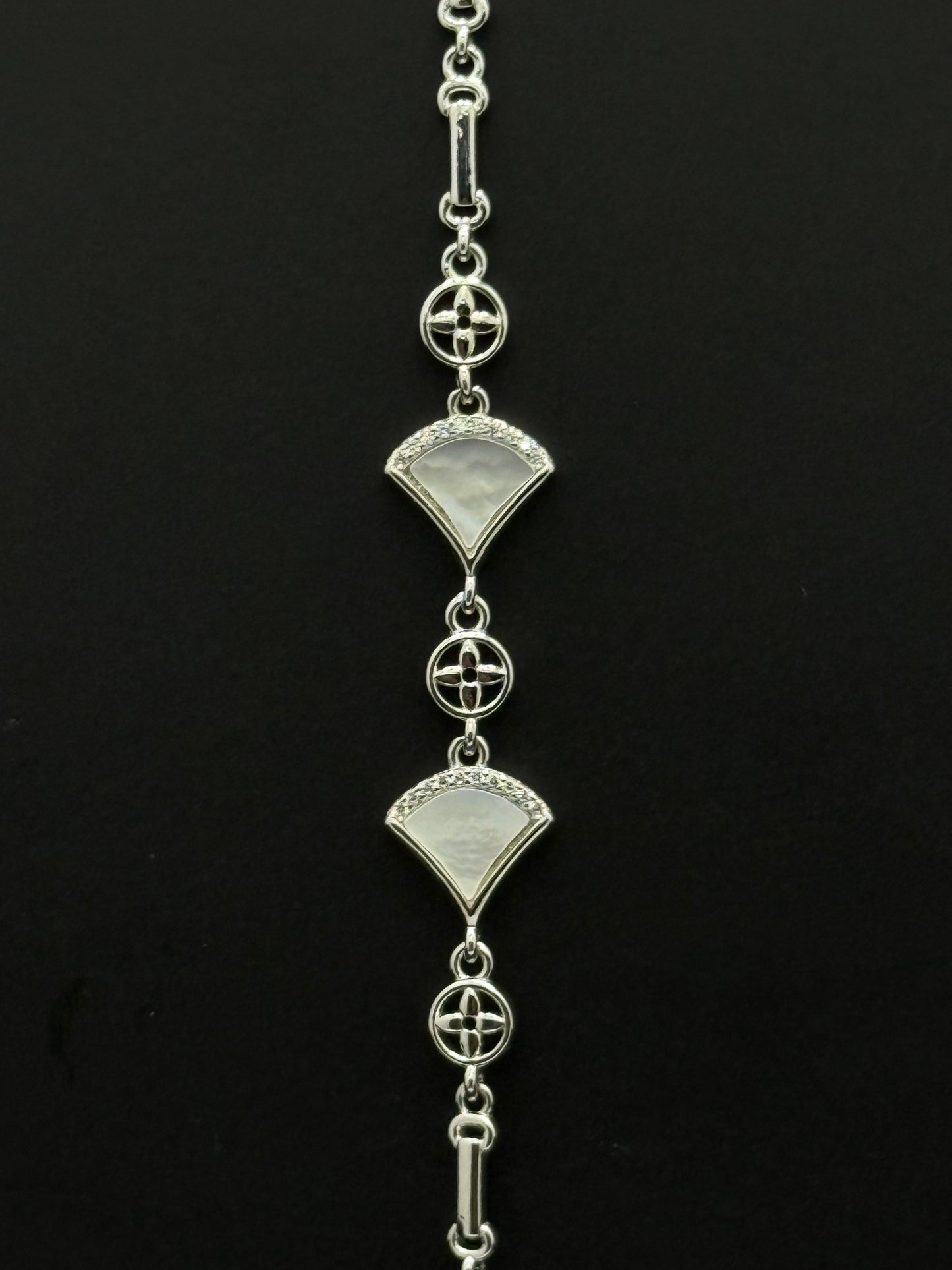 Sterling silver and Mop Work Bracelet  #275