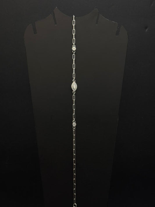 Silver-Toned Paperclip Anklet #142