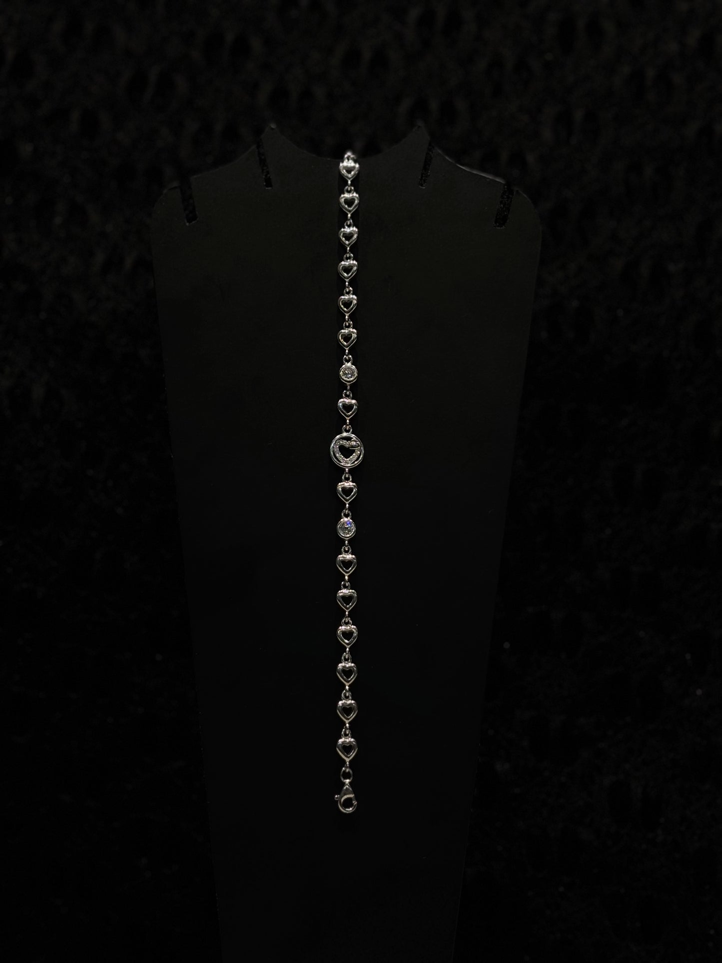 Sparkling Heart Link Bracelet with Pavé Initial Charm #123