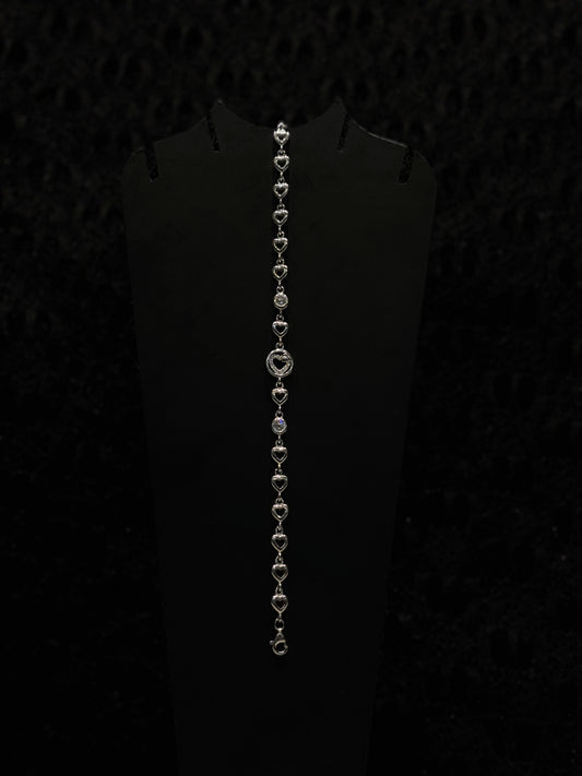Sparkling Heart Link Bracelet with Pavé Initial Charm #123