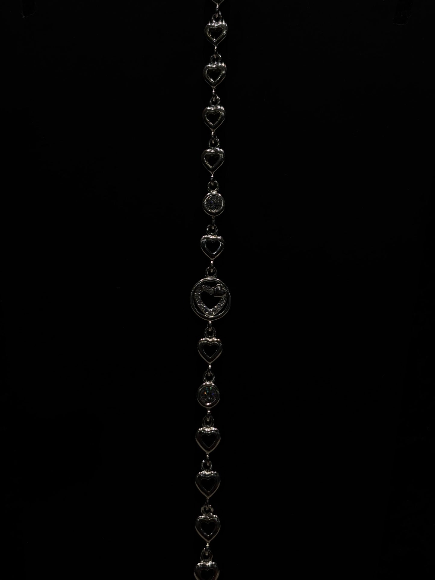 Sparkling Heart Link Bracelet with Pavé Initial Charm #123