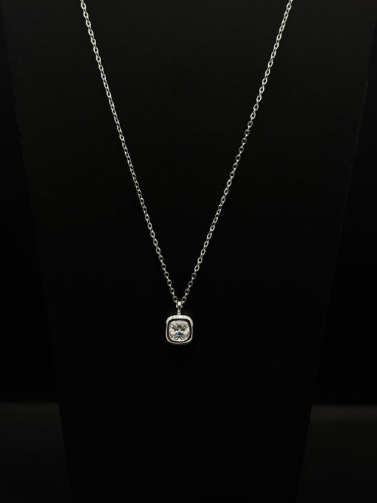 Radiant Solitaire Cushion Cut chain #345