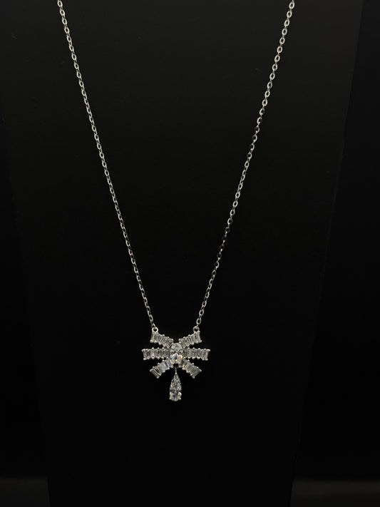 Charming Cubic Zirconia Bow Pendant Necklace #15