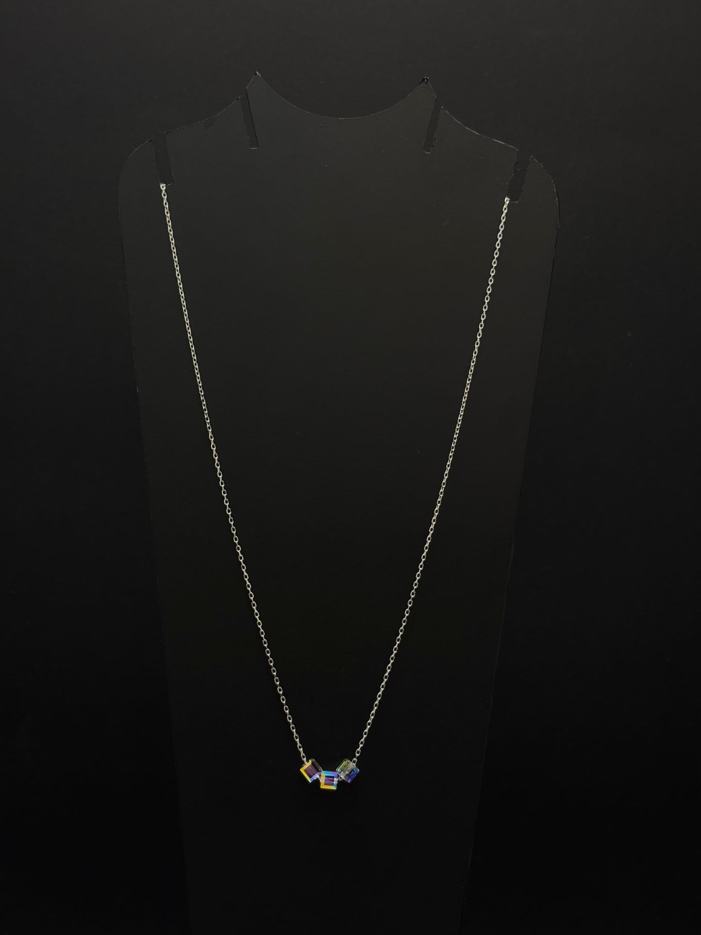 Minimalist Chain Necklace with Iridescent Crystal Accents #387