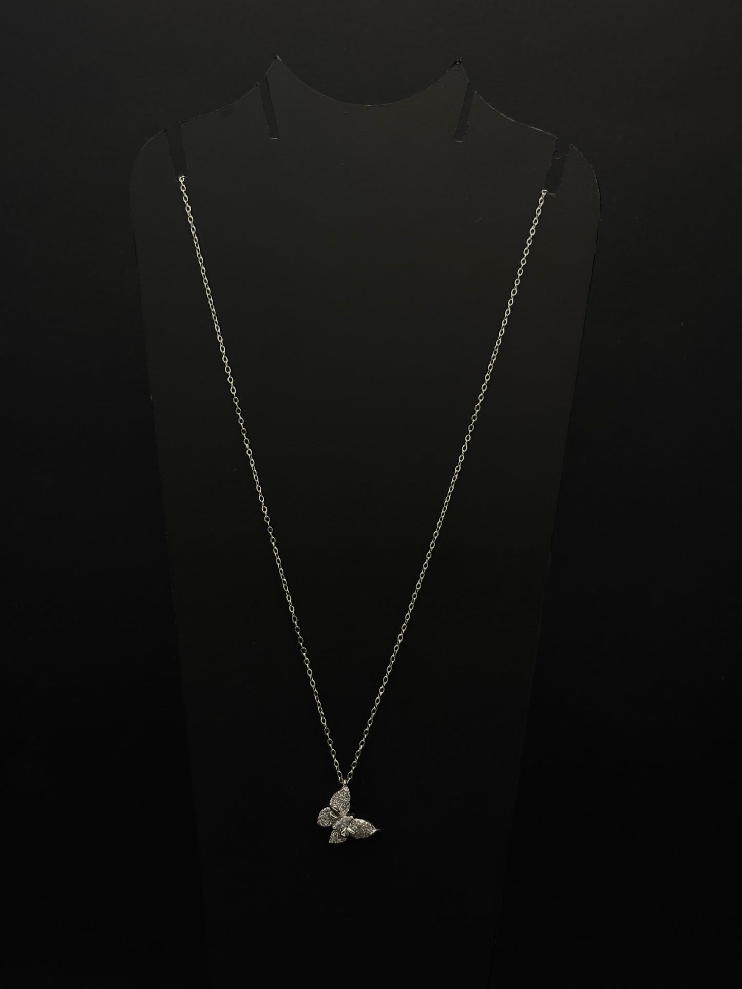 Dazzling Cubic Zirconia Butterfly Necklace in Silver Tone #50