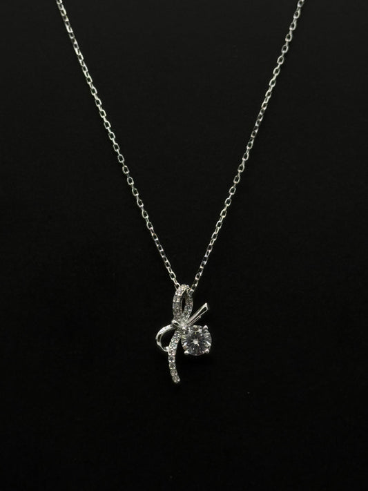 Sterling Silver Cubic Zirconia Ribbon Bow Chain #440