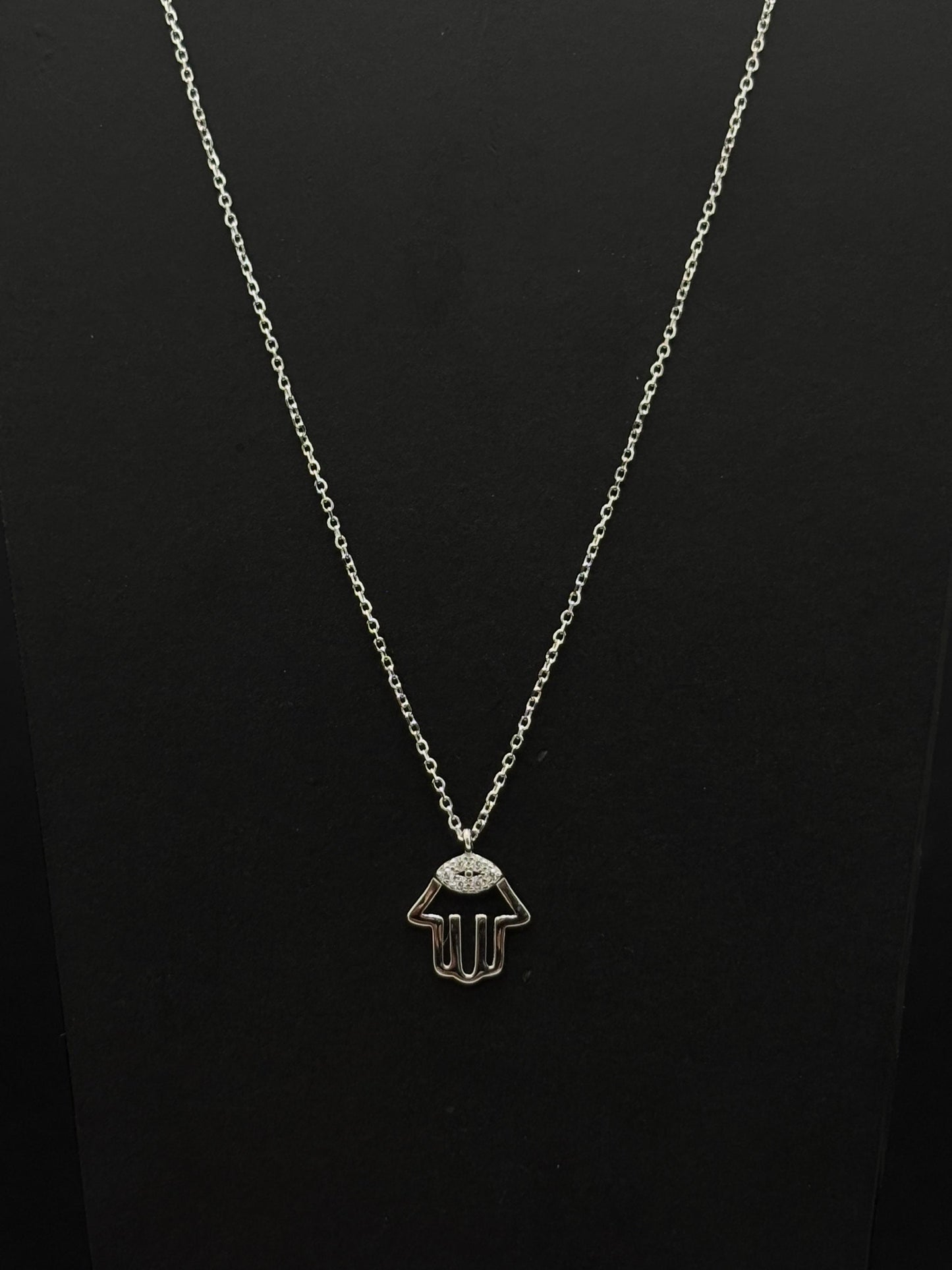 Hamsa Hand and Evil Eye Sterling silver chain #448