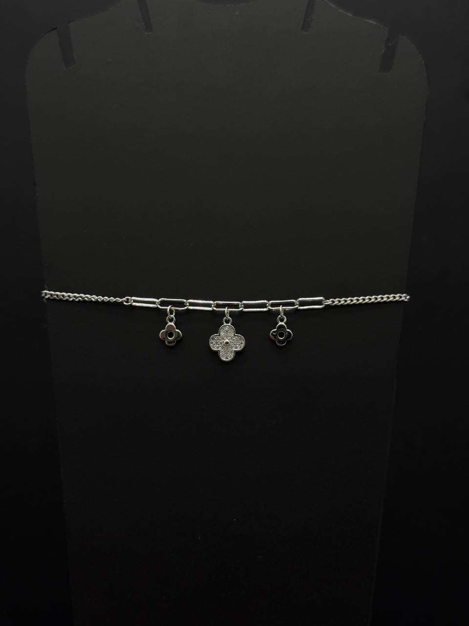 Delicate Clover and Lock Charm Bracelet #542