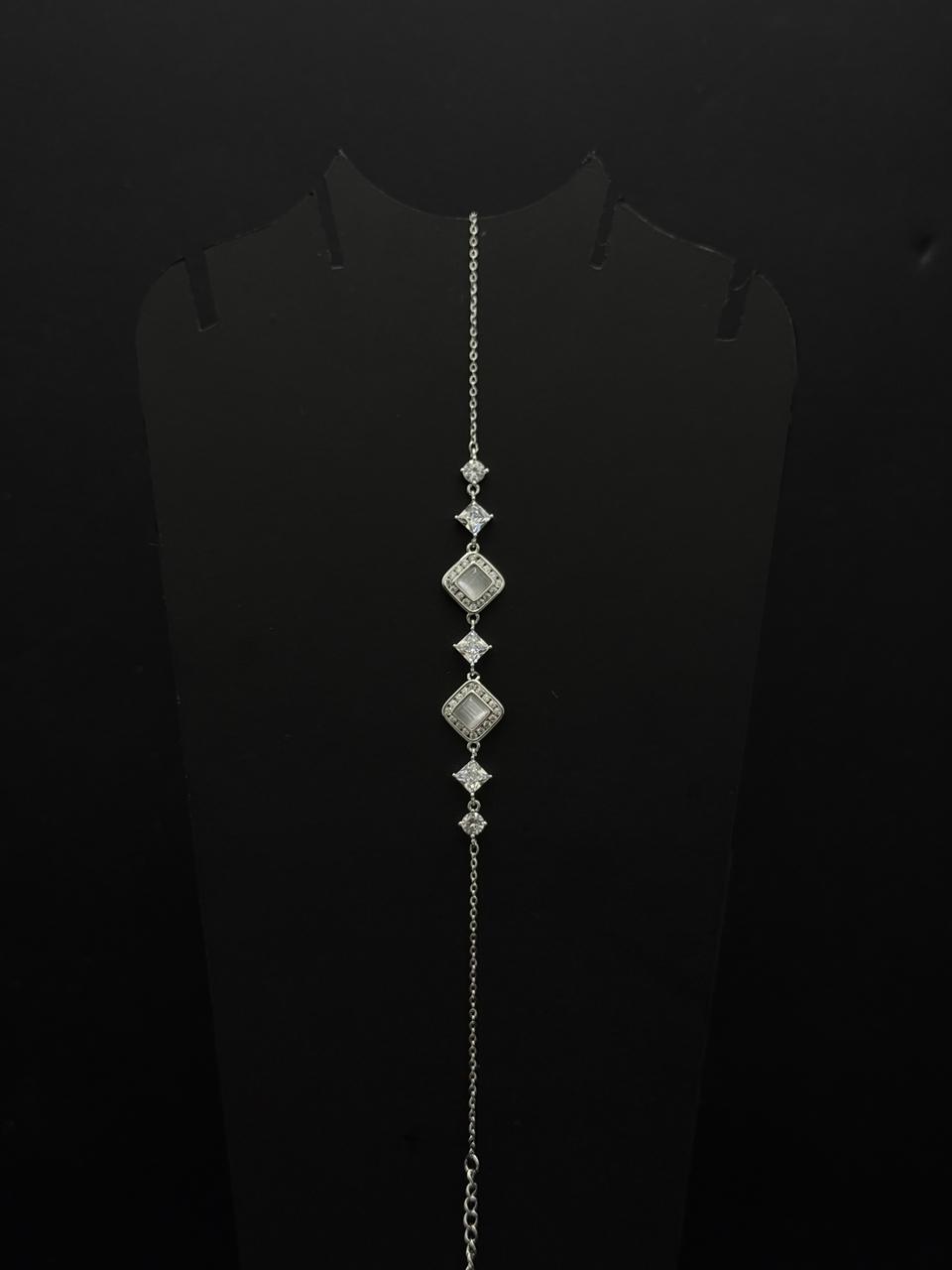 Geometric Pave Diamond-Shape Chain Bracelet #546