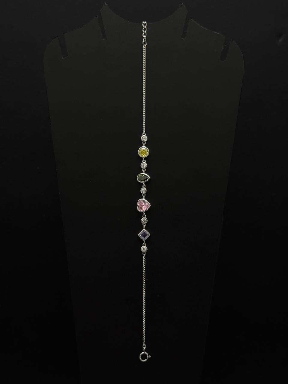 Rainbow Gemstone Adjustable Slider Bracelet #554