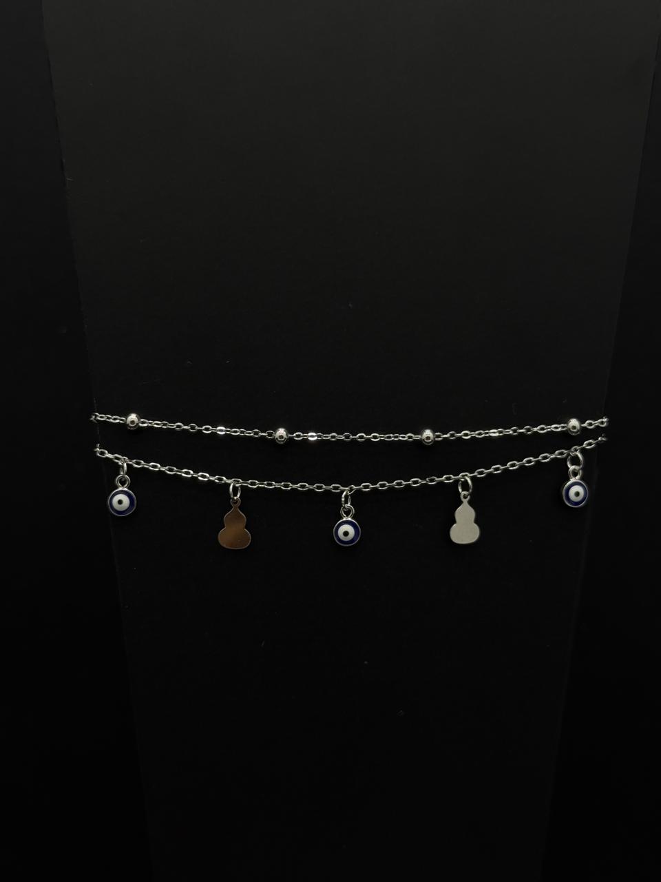 Evil Eye & Heart Charm Layered Bracelet #577