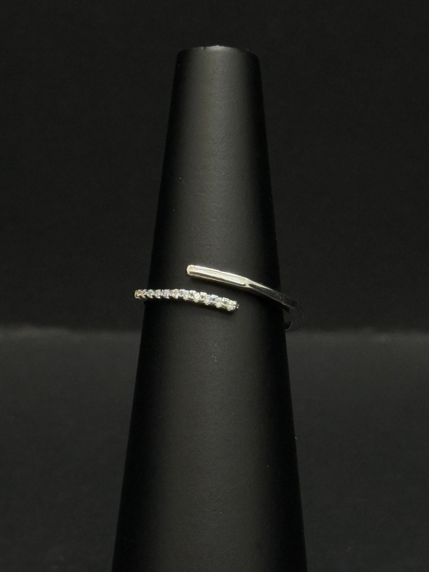 Modern Diamond-Accented Bypass Ring #98