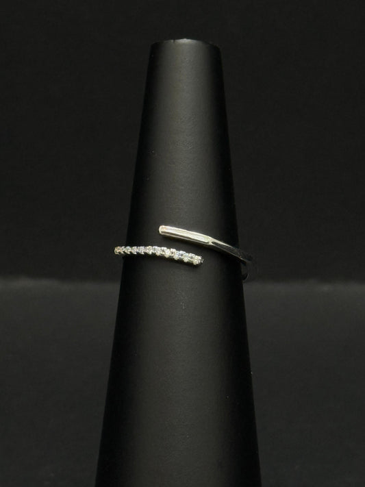 Modern Diamond-Accented Bypass Ring #98