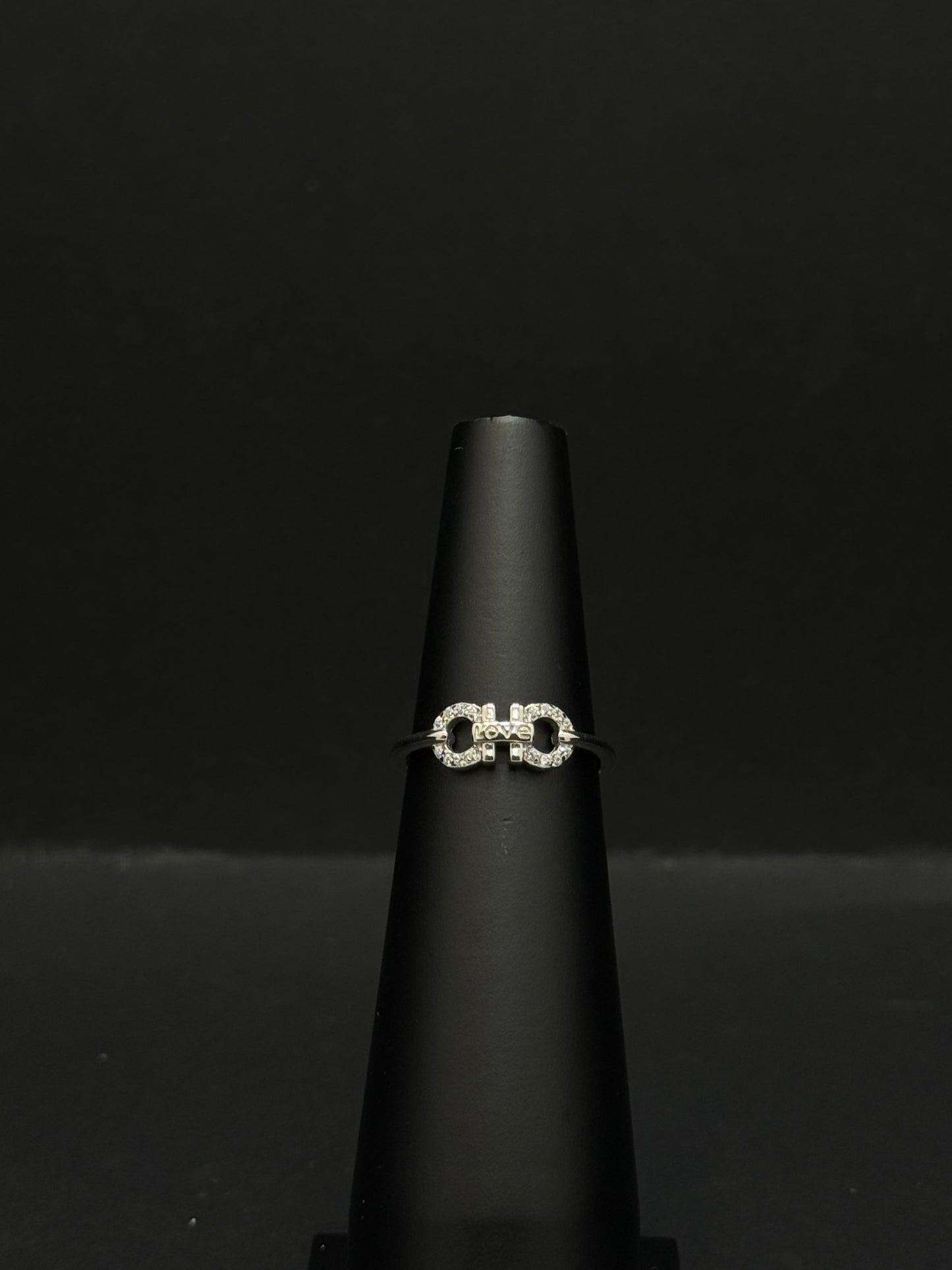 Sterling Silver Gancini-Inspired Ring with Diamond Accents #312
