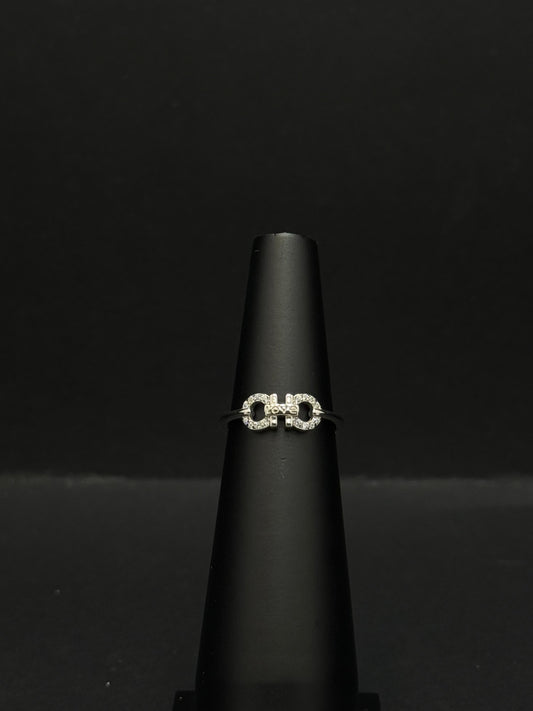 Sterling Silver Gancini-Inspired Ring with Diamond Accents #312