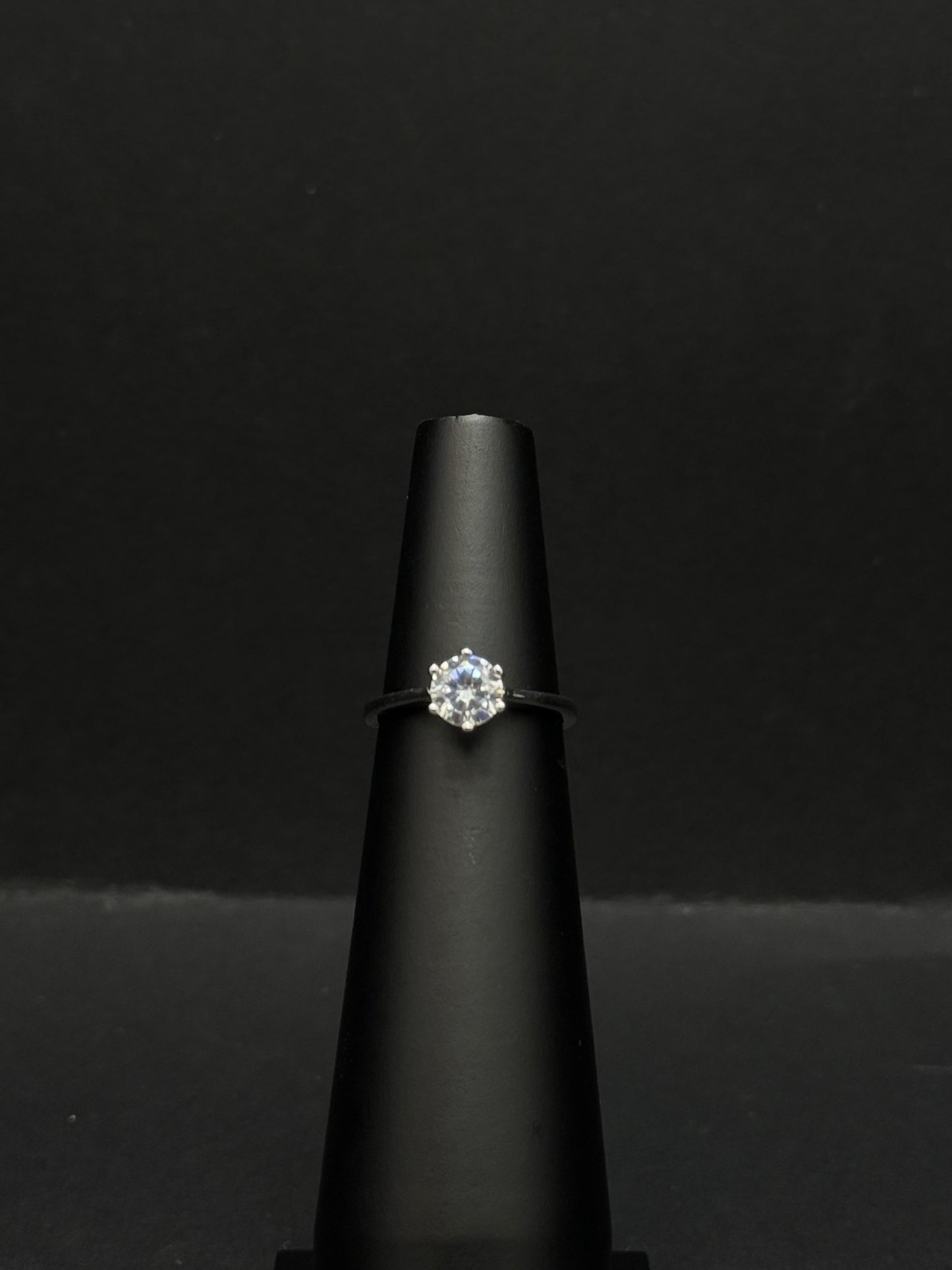 Solitaire Sterling Silver Ring with a Cubic Zirconia Stone #76