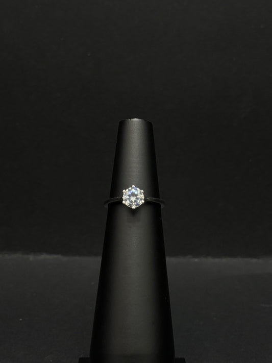 Solitaire Sterling Silver Ring with a Cubic Zirconia Stone #76