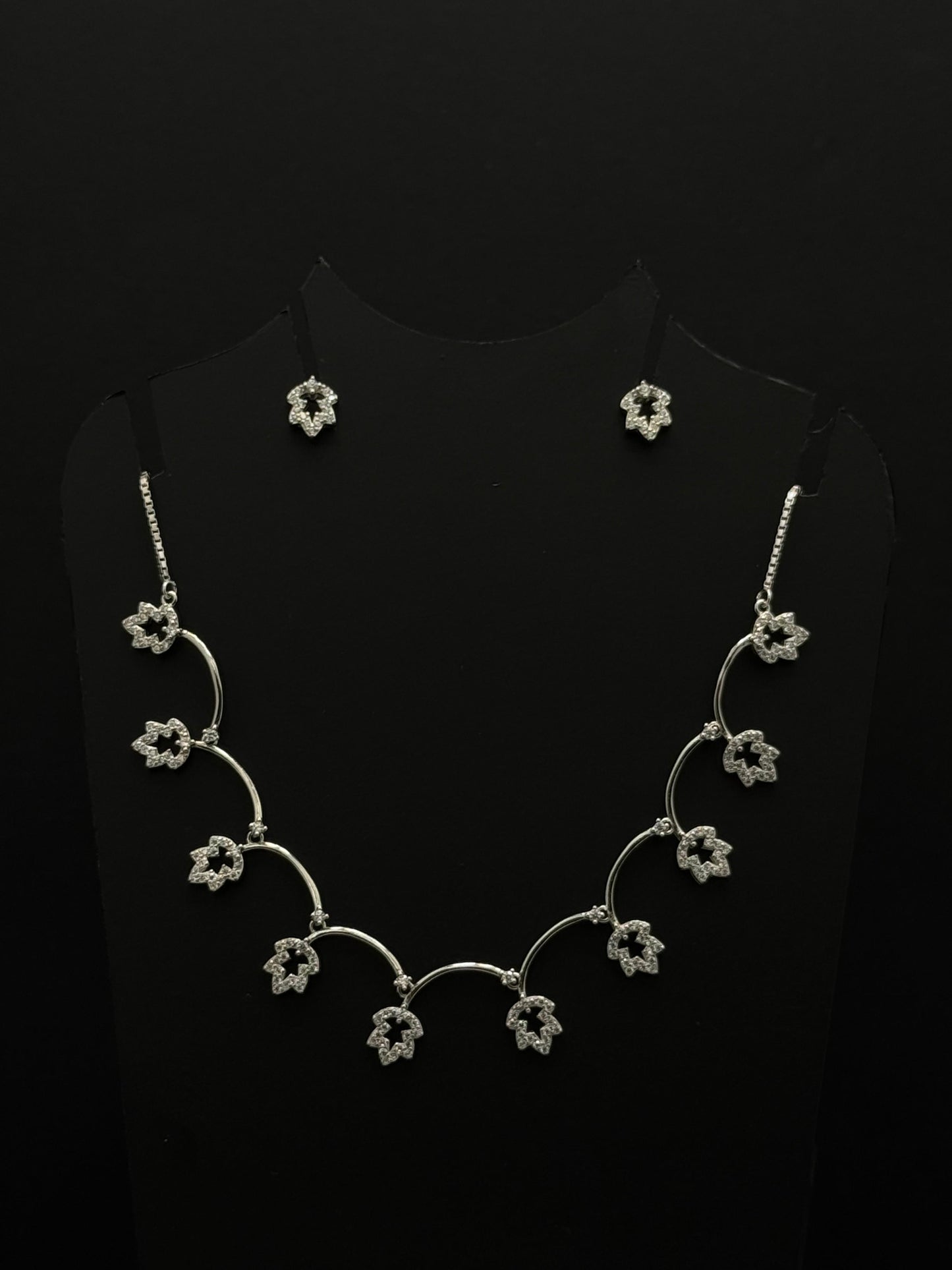 elegant silver-tone necklace with  matching earrings #63