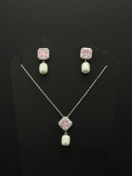 The Stella Pearl & Pink Zirconia necklace #260