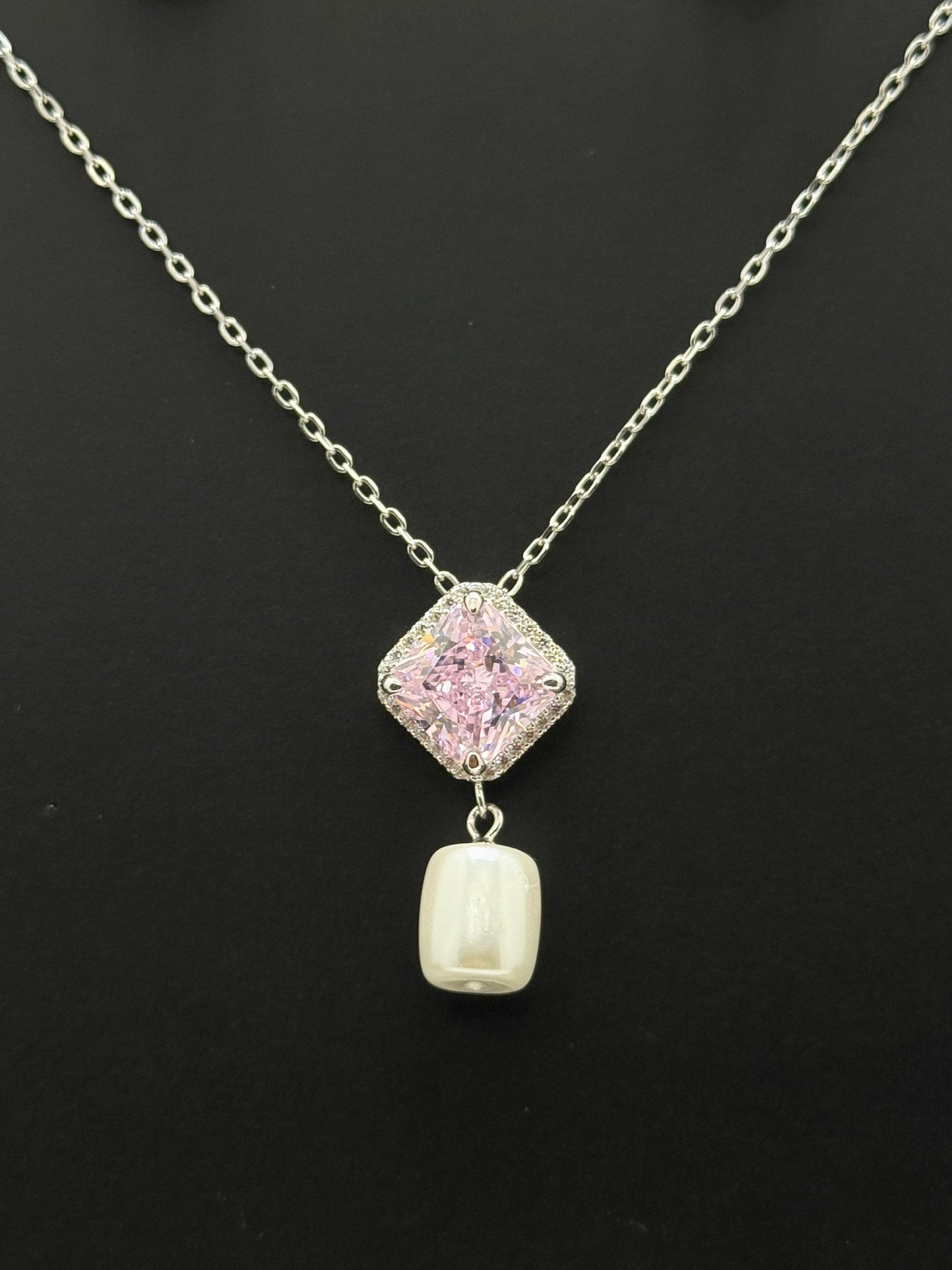 The Stella Pearl & Pink Zirconia necklace #260
