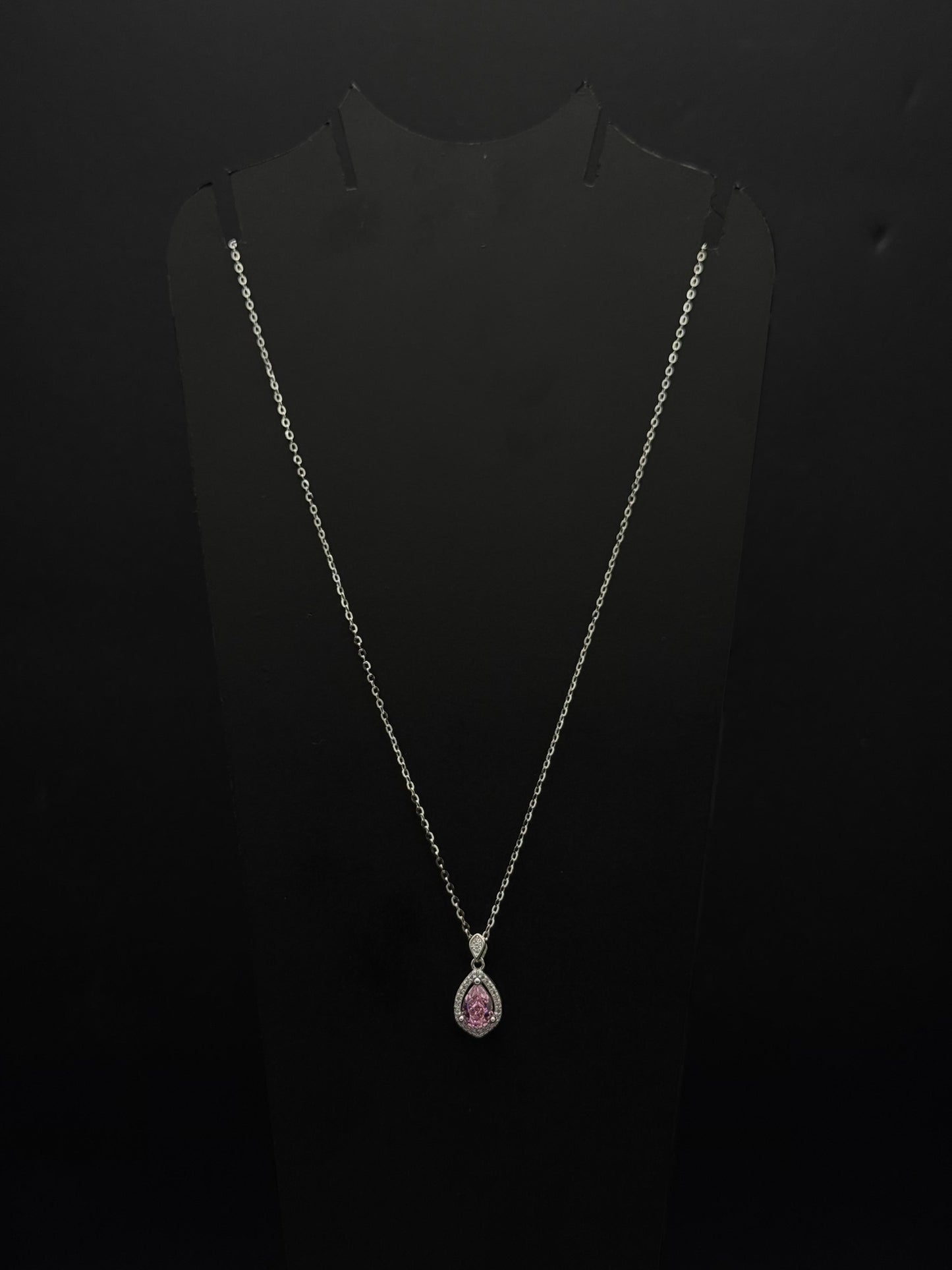 Pink Teardrop Halo Pendant #415