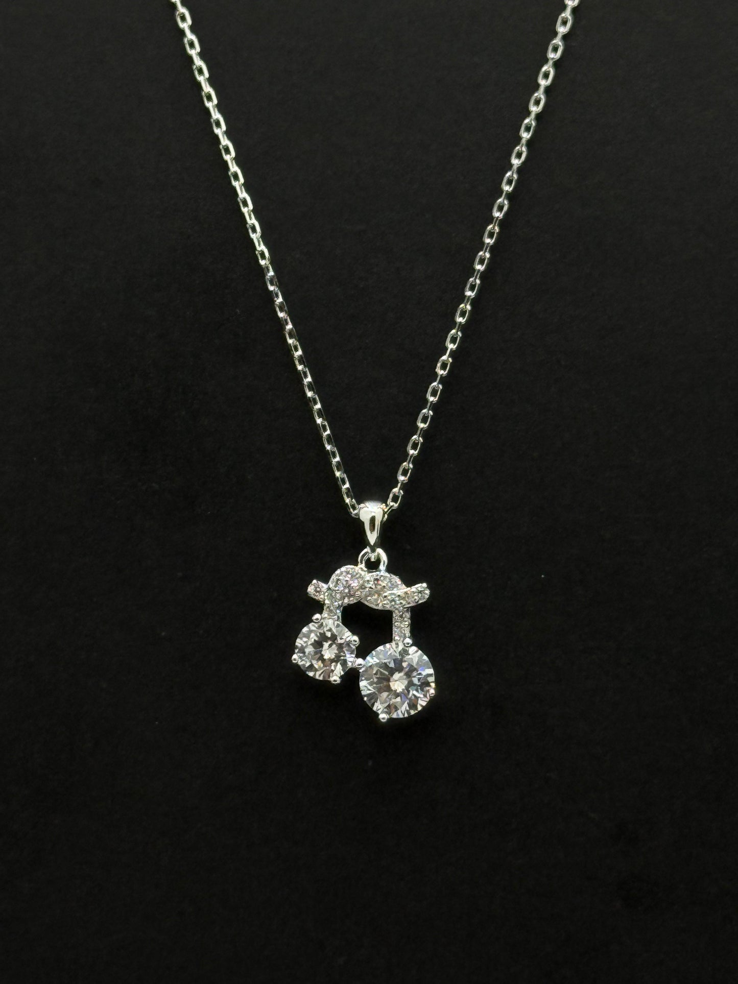 Sterling Silver Cubic Zirconia Musical Note Chain #441