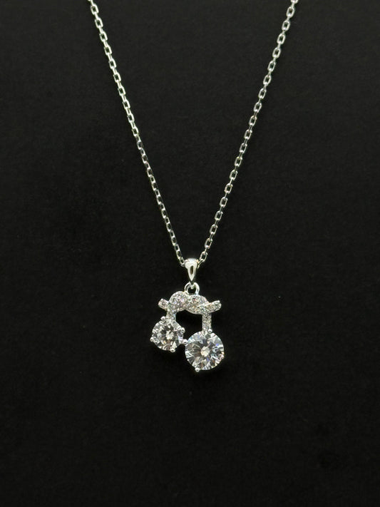 Sterling Silver Cubic Zirconia Musical Note Chain #441