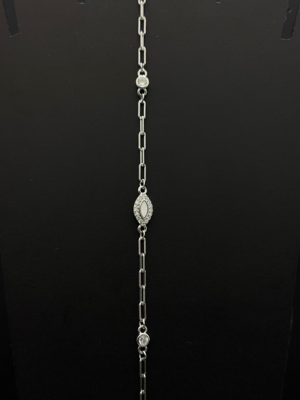 Silver-Toned Paperclip Anklet #142