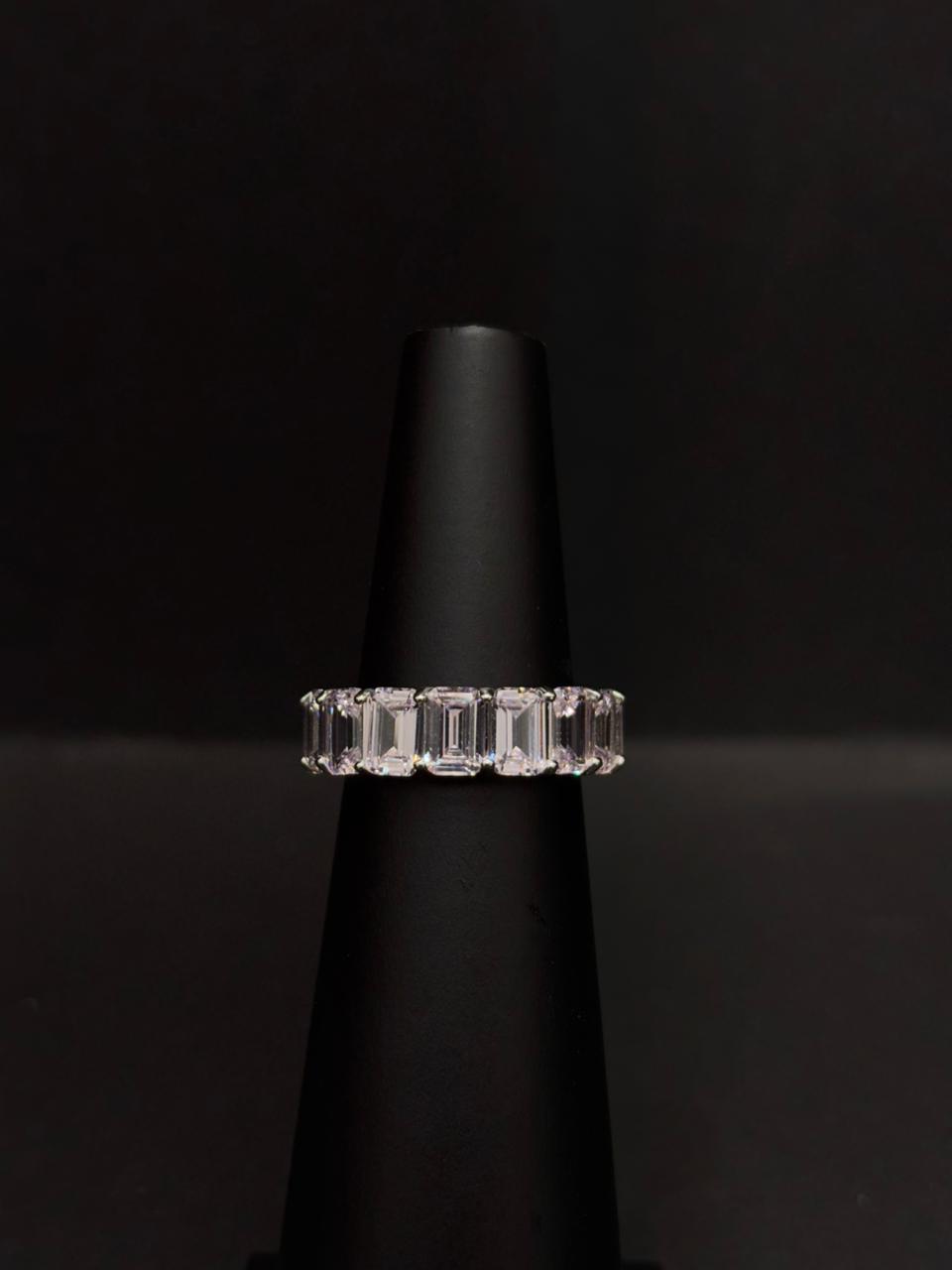 Exquisite Emerald-Cut Cubic Zirconia Full Eternity Band #42/257