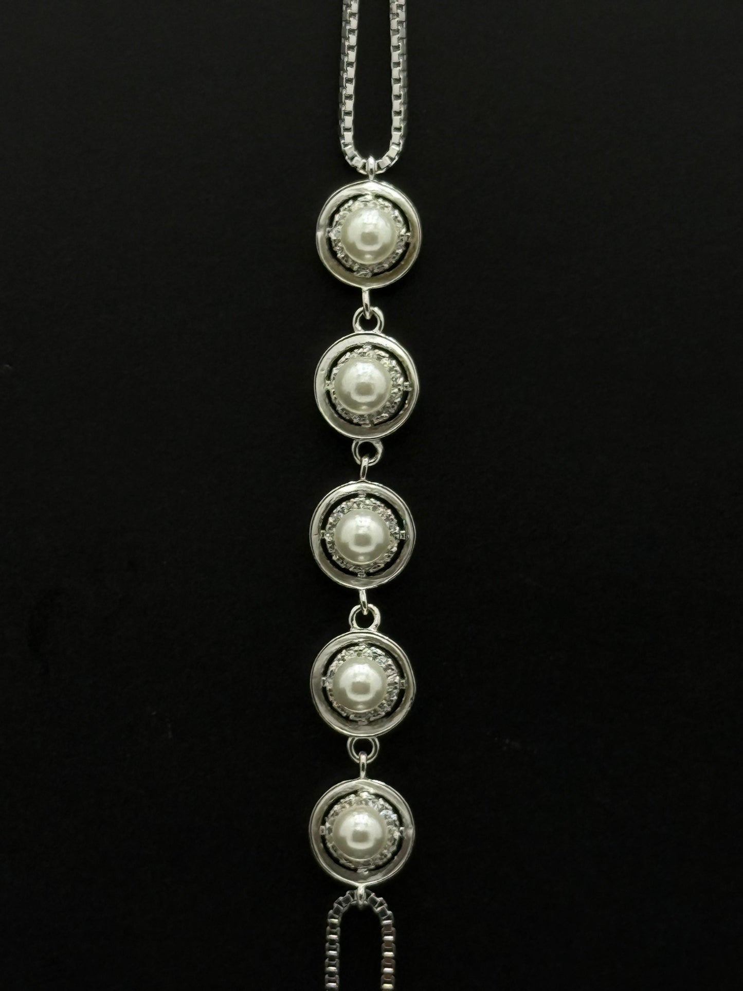 Pearl Bezel Station Bracelet #297