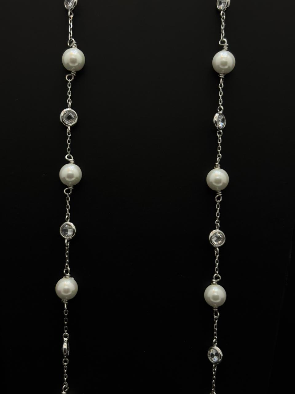 Sterling Silver Crystal Beaded Anklet #152