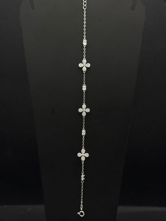 Sterling Silver Clover Charm Bracelet #274