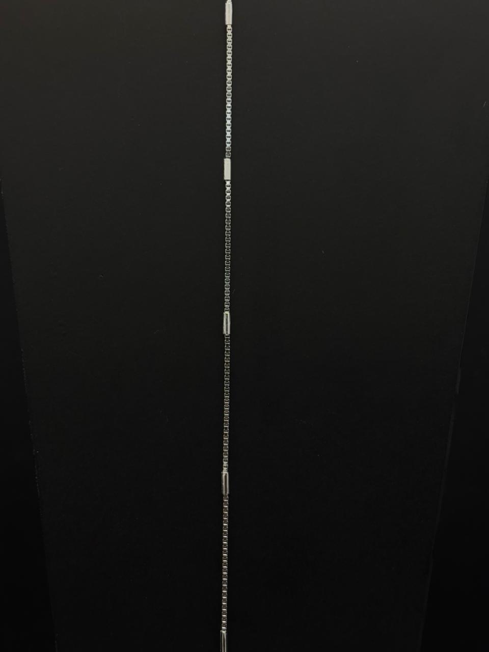 Polished Rhodium-Plated Box Chain Anklet #137