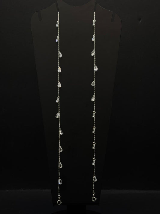 Sterling Silver Anklets with Teardrop Crystals #383