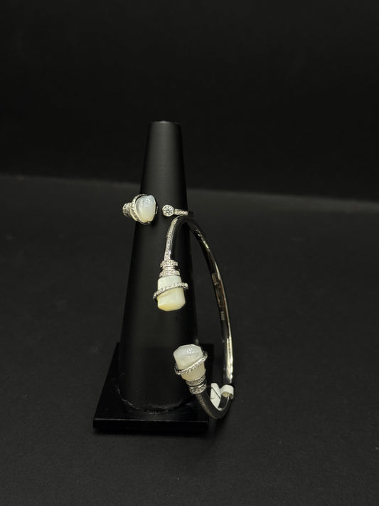 "Radiant Embrace" Oval Diamond Split Shank Ring with bracelet #193
