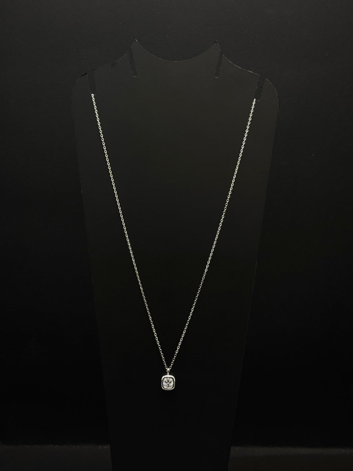 Radiant Solitaire Cushion Cut chain #345