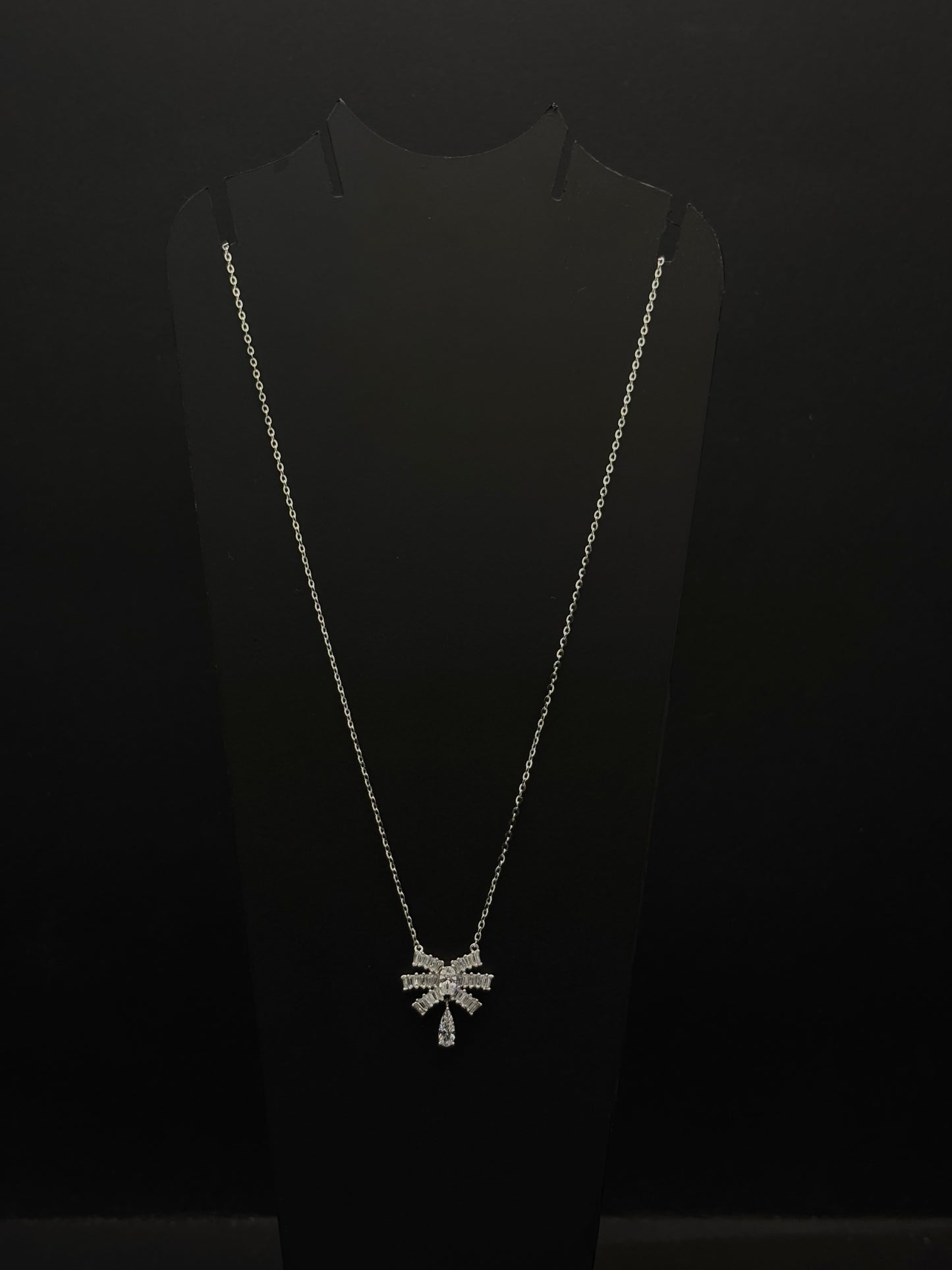 Charming Cubic Zirconia Bow Pendant Necklace #15
