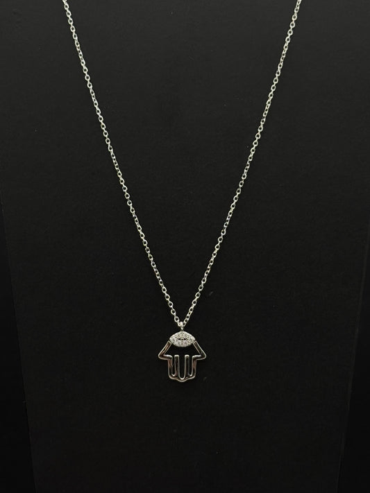 Hamsa Hand and Evil Eye Sterling silver chain #448