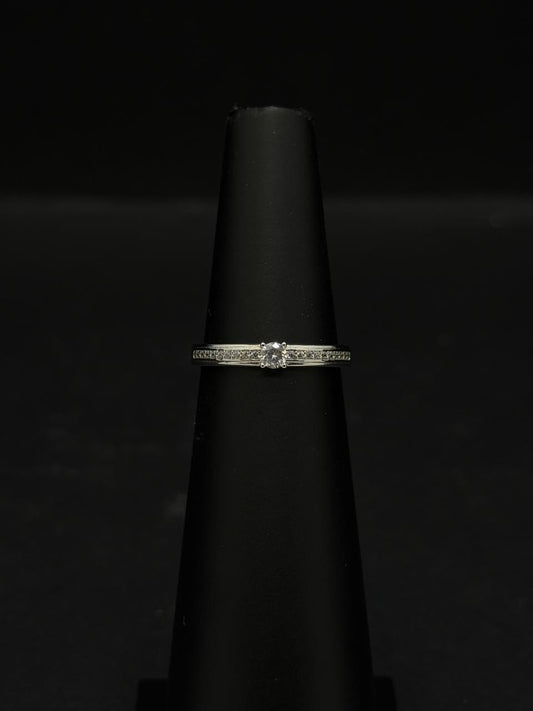 Petite Solitaire with Channel-Set Accent Band Ring #530