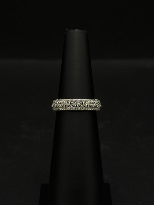 Wide Pave Set Filigree/Lace Eternity Band Ring #531