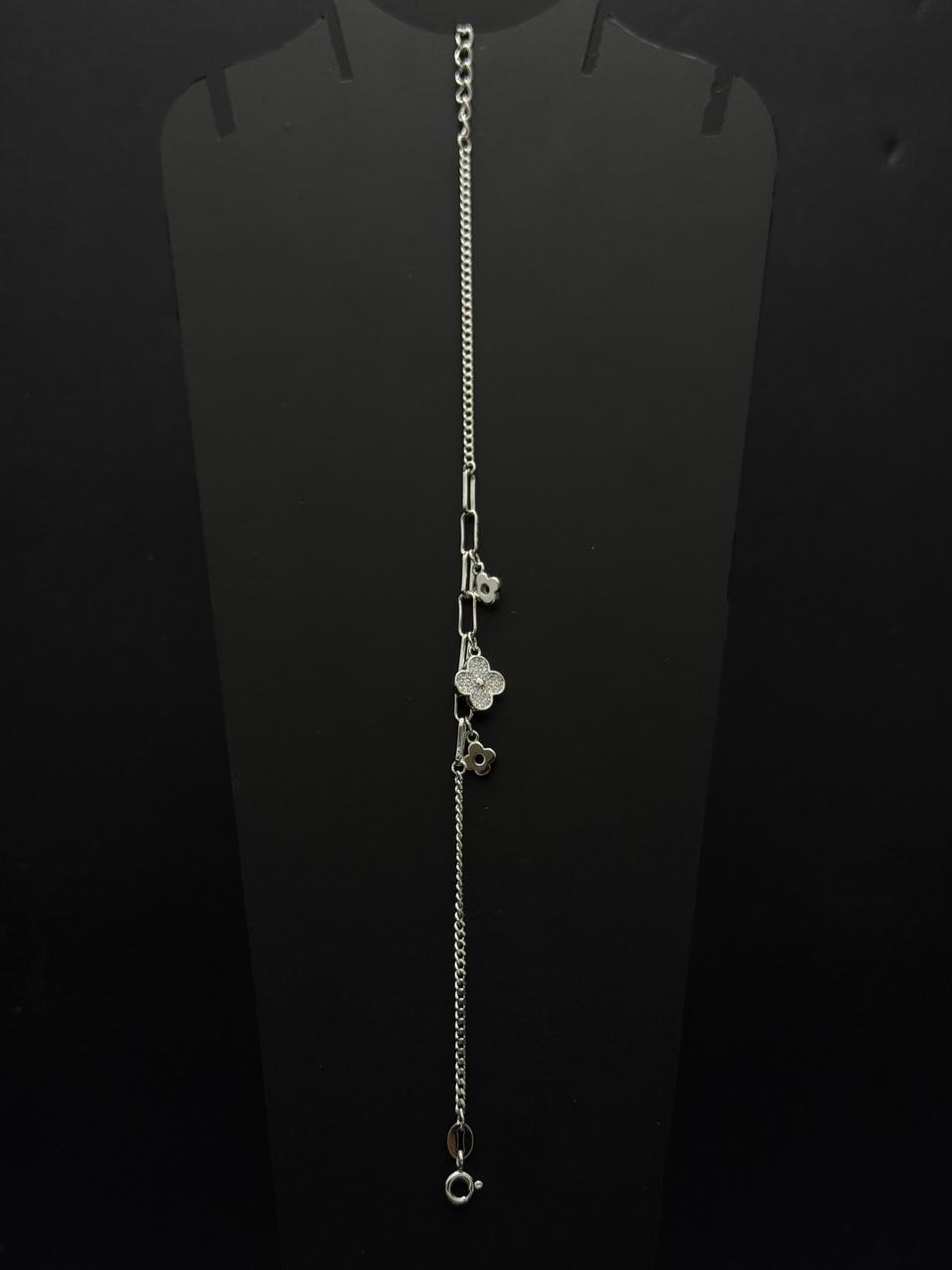 Delicate Clover and Lock Charm Bracelet #542