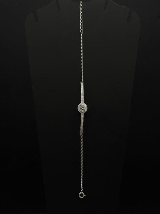 Pave Bar and Solitaire Chain Bracelet #548