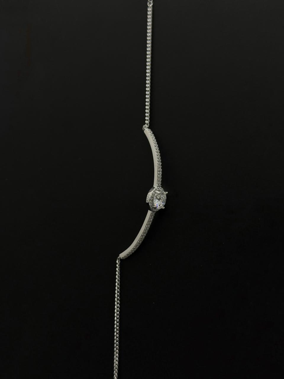 Pave Bar and Solitaire Chain Bracelet #548